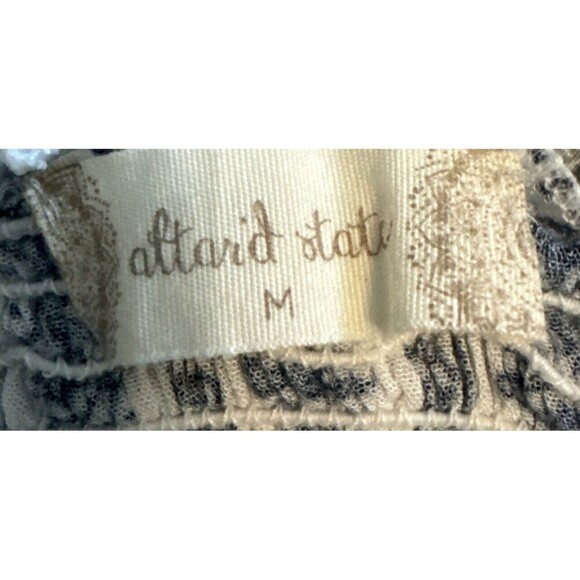 Altard State WHITE BLUE Rayon Maxi Dress Cinch Top Off Shoulder Slit Sz Med - Picture 6 of 9